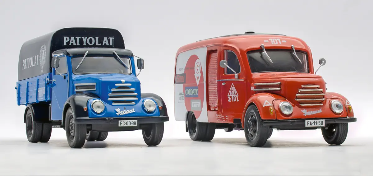 Mindkét Garant alapja 1:43-as Atlas kiadás: 30k platós teherautóból és 30 K VW/B 18 kisbuszból készültek a magyar vonatkozású, látványos modellek