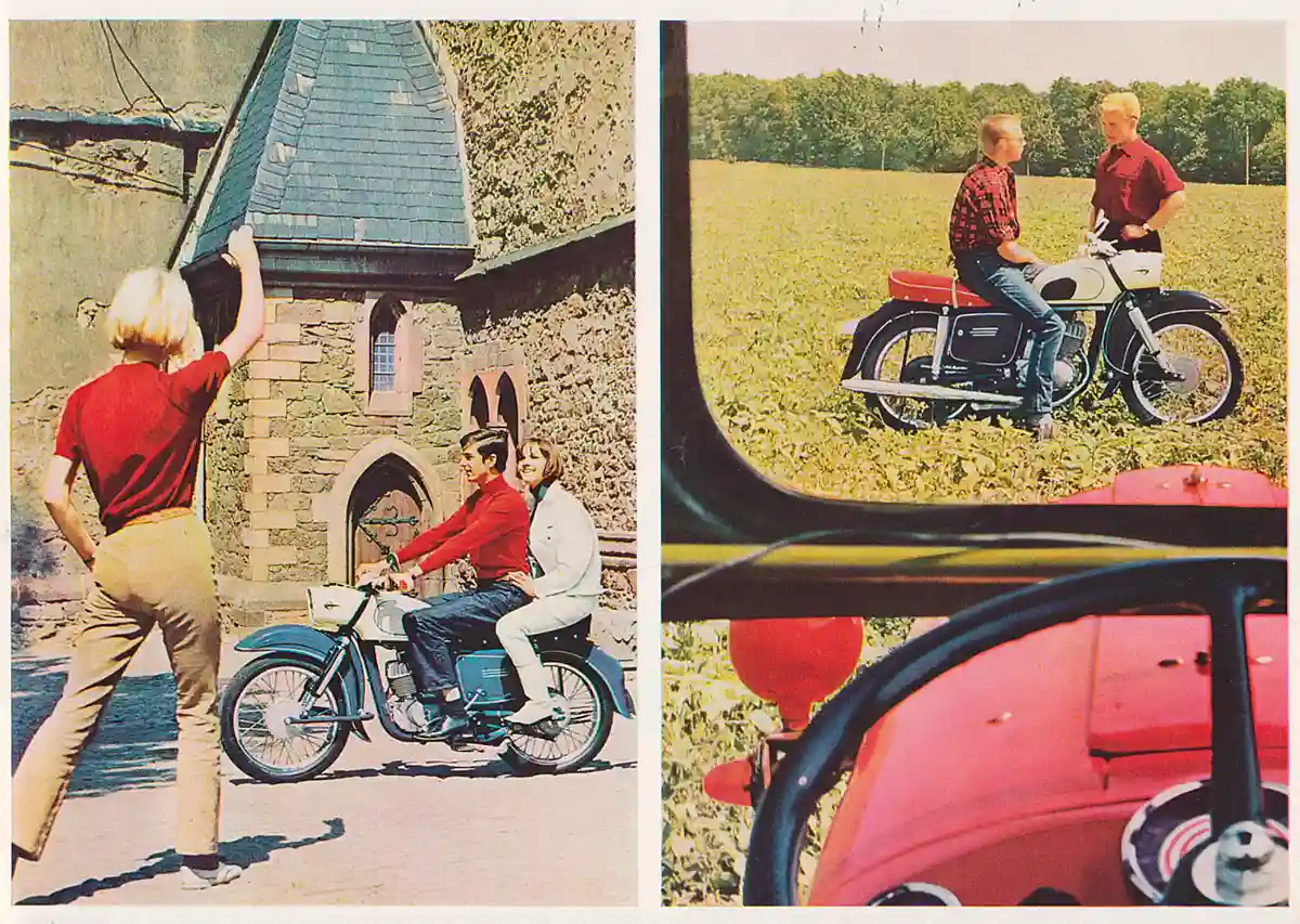 1968-as prospektus, még nem „Trophy” feliratú ES 125-össel, és az 1969-ig használt szivar alakú kipufogódobbal