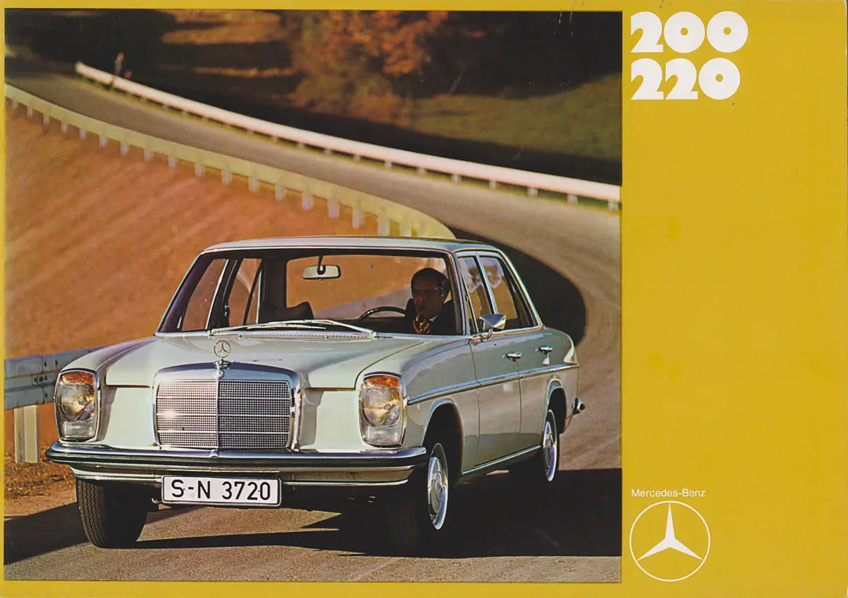 1971-es, angol nyelvű prospektus, balkormányos 200-assal